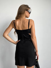 Spaghetti Straps Hollow-out Square Neck Dresses