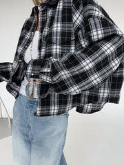 Long Sleeve Plaid Button Blouses