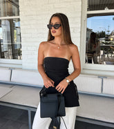 Slit Zipper Strapless Tops