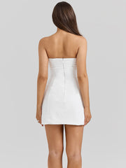 Strapless Twill Mini Dress