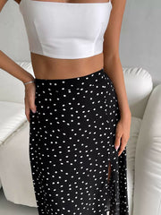 Polka Dot Slit Skirt
