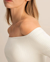 Off The Shoulder Long Sleeved Knitted Dress