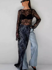 Black See-through Long Maxi Lace Dresses