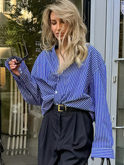 Pinstripe Breasted Loose Shirt