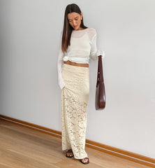 lace Stitching Low Waist Hip-Covering Long Skirt