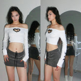 Off-the-Shoulder Sweetheart Y2K Cropped Top