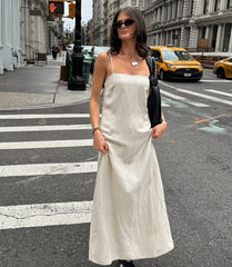 Cotton Linen Suspender Neck Dress