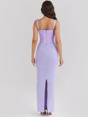 Orchid Satin Corset Maxi Dress