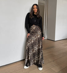 Vintage Leopard Print Long Skirt