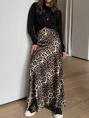 Vintage Leopard Print Long Skirt