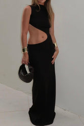 HIGH NECK CUT OUT MAXI DRESS