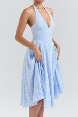 Floral Jacquard Halter Midi Dress