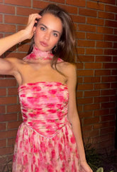 Floral -Print High Tide Mini Dress In Red