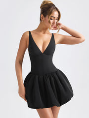 Lace-Up Bubble Hem Corset Micro Mini Dress