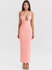 Crepe Halter Maxi Dress
