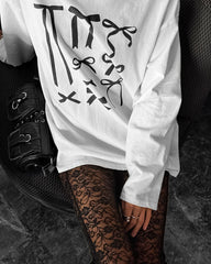 Pullover Bowknot Graffiti Printing T-shirt