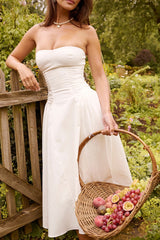 Cotton Strapless Midi Sundress