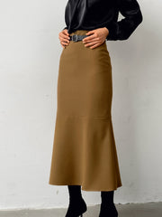 Minimalist Plain Skirt Without Belt