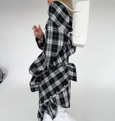 Long Sleeve Plaid Button Blouses