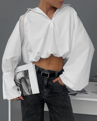 Navel Asymmetric Sleeves Shirt