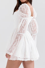 Lace Puff Sleeve Mini Dress