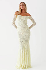 Lace Off Shoulder Long Sleeve Wedding Dress