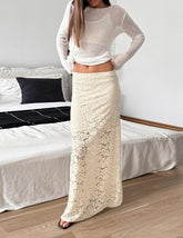 lace Stitching Low Waist Hip-Covering Long Skirt