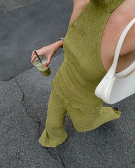 Street Daily Backless Ruched Halter Sleeveless Two Pieces