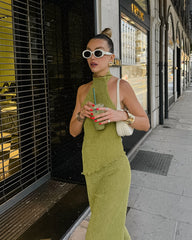 Street Daily Backless Ruched Halter Sleeveless Two Pieces