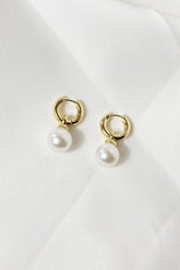 Pearl Hoop Huggie Earrings