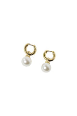 Pearl Hoop Huggie Earrings
