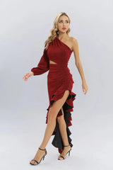 Andrea Red Velvet Bandage Maxi Dress - Catchall
