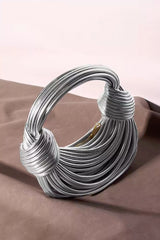 Rosa Silver PU Knotted Bag