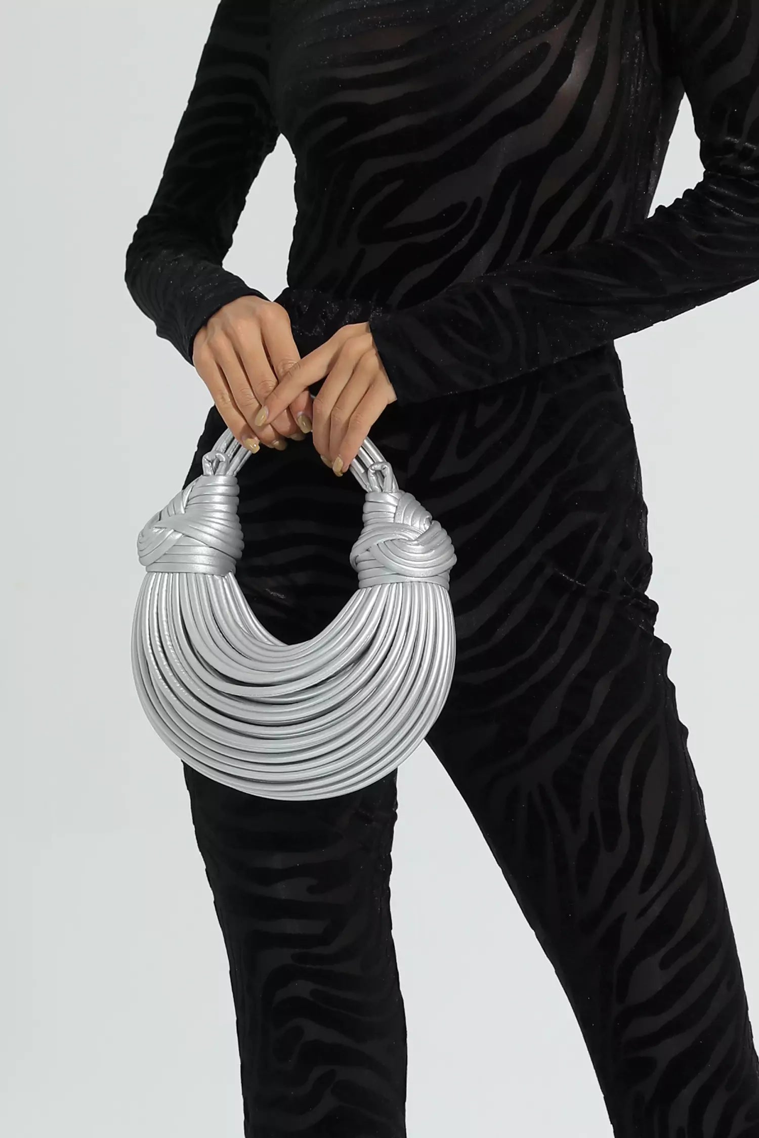 Rosa Sliver PU Knotted Bag