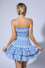 Rosemary Ruffle Mini Dress-Blue