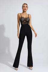 Veronica Black Lace Bandage Jumpsuit