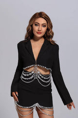 Ava Black Diamante Blazer Set - Catchall