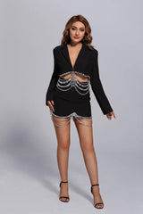 Ava Black Diamante Blazer Set - Catchall