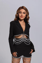 Ava Black Diamante Blazer Set - Catchall