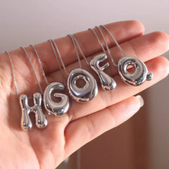 Balloon Bubble Letter Pendant Necklace