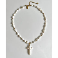Baroque Pearl Cross Necklace