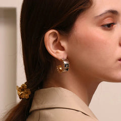 Bead Edge Hoop Earrings