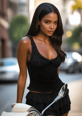 black see through ruffle sleeve top