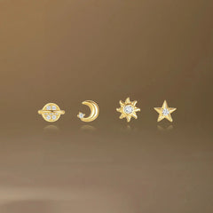 Celestial/Star/Moon/Sun 4 Piece Earring Set