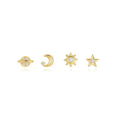 Celestial/Star/Moon/Sun 4 Piece Earring Set