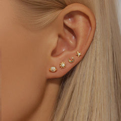 Celestial/Star/Moon/Sun 4 Piece Earring Set