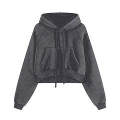 Cropped Zip-Through Hoodie