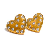 Crystal Heart Stud Earrings
