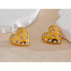 Crystal Heart Stud Earrings