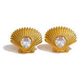 Cubic Zirconia Shell Earrings